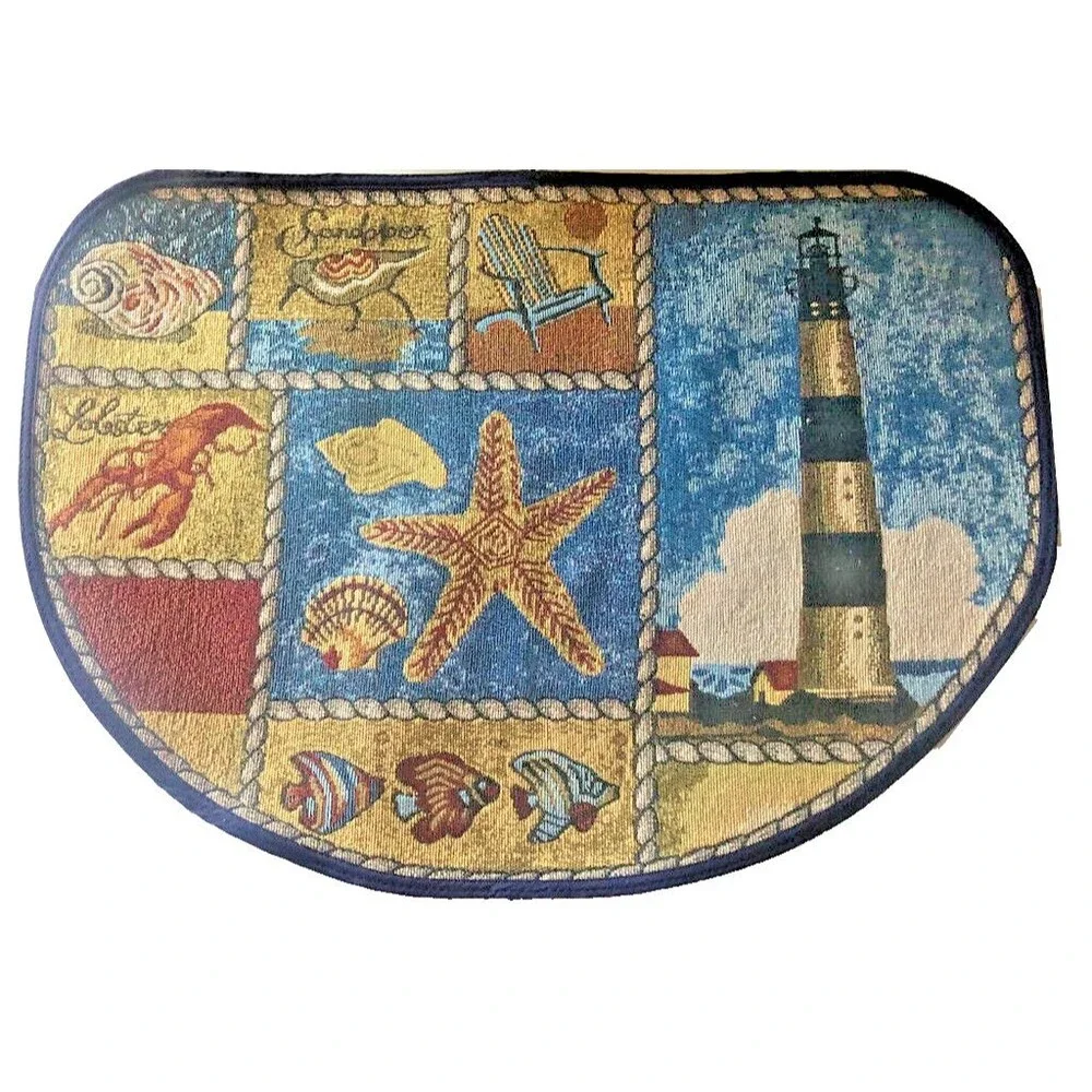 Nantucket Lighthouse Tapestry Nautical Accent Rug Skid-Resistant Beach House